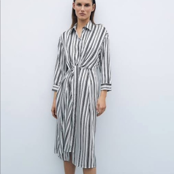 Zara stunning striped shirt satin dress 🌸 super smart, brand new - Picture 2 of 4